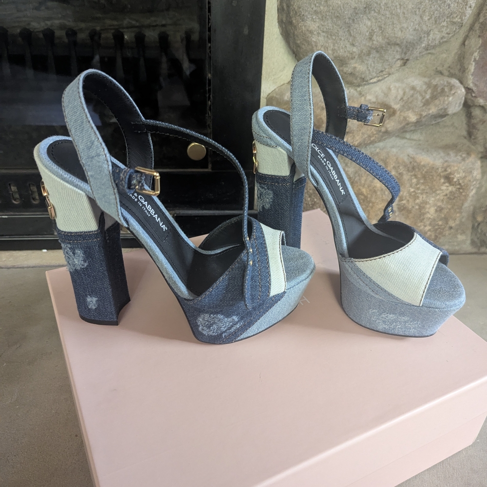 Dolce & Gabbana Two-Tone Denim Platform Heels